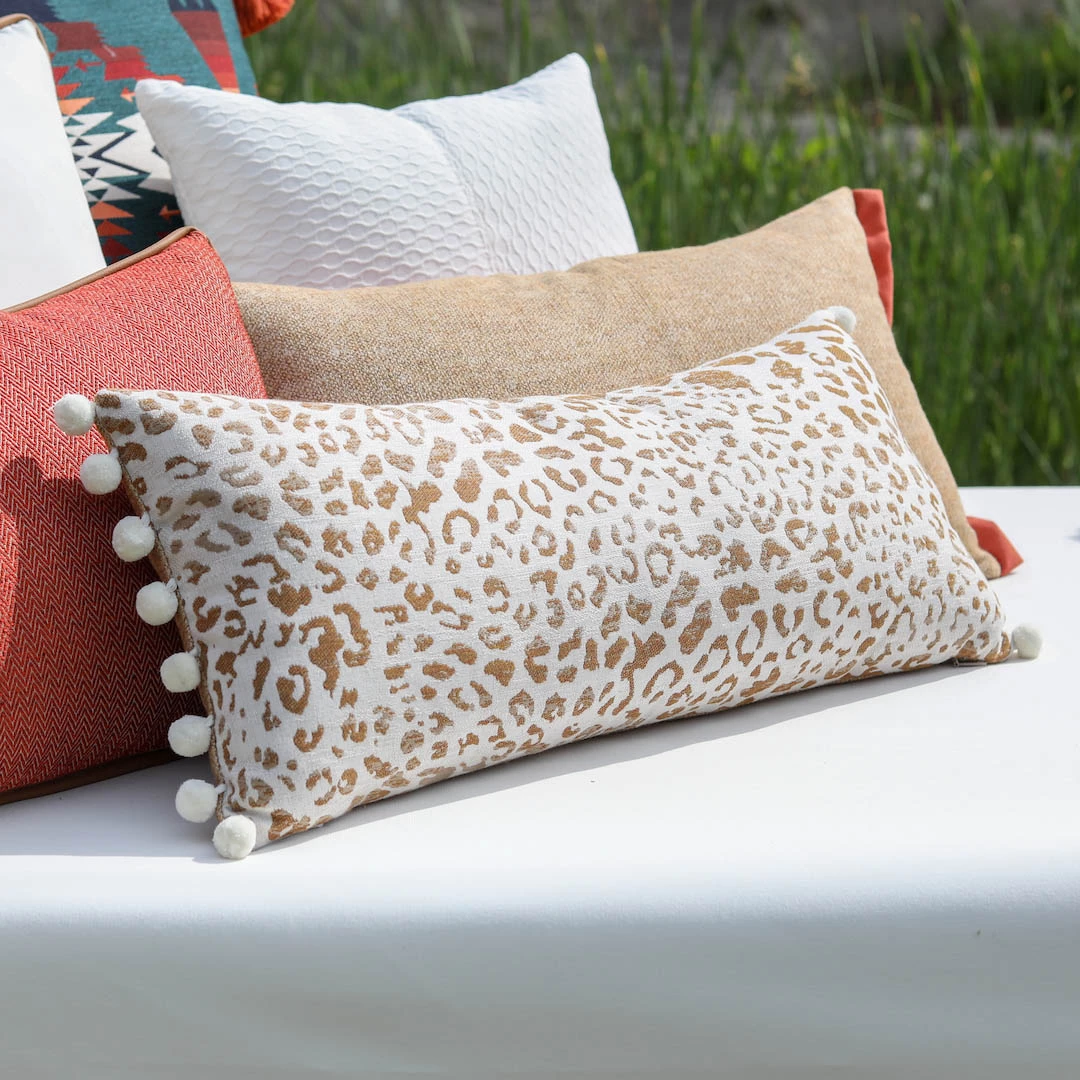 Indoor outdoor leopard jacquard pillow