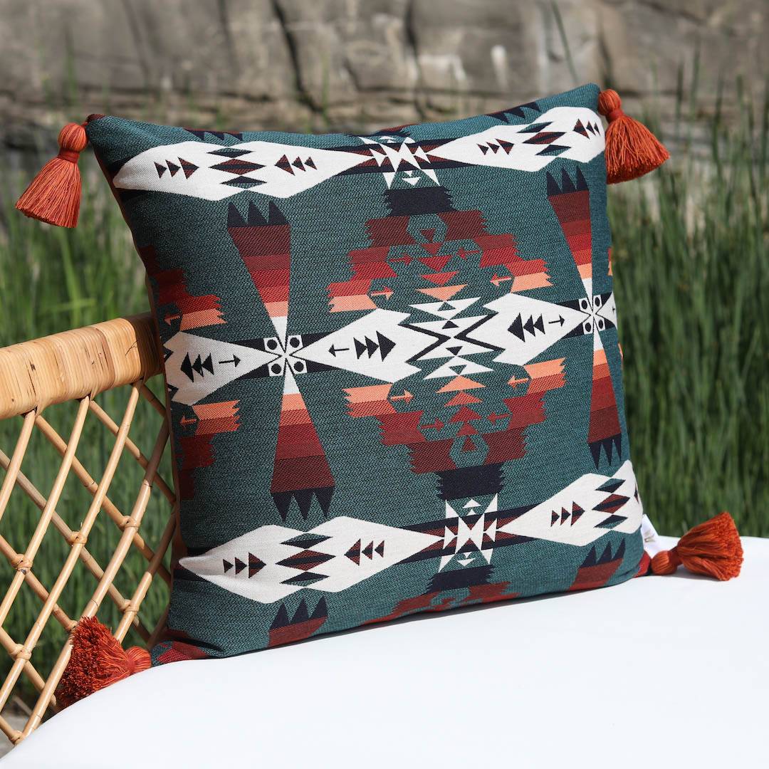 BAJA Indoor | Outdoor Reversible Oversize Jacquard Pillow w/ Tassels