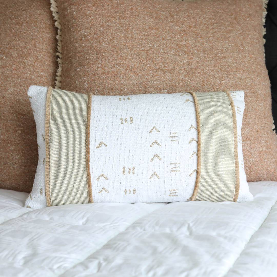 SEDONA Indoor Lumbar Pillow w/ Terracotta Jute Ribbon Panels