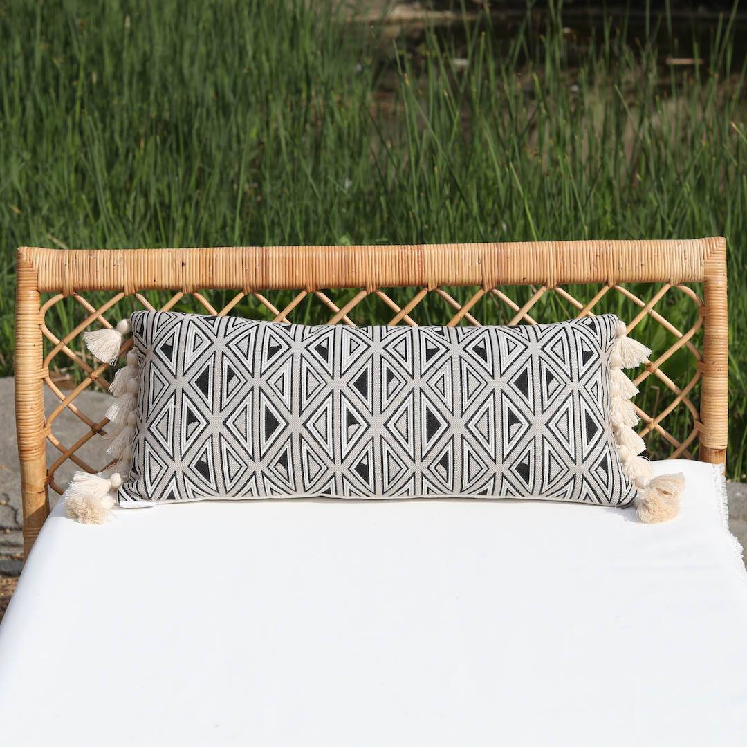 TULUM Indoor | Outdoor Reversible Lumbar Pillow w/ Side Tassels