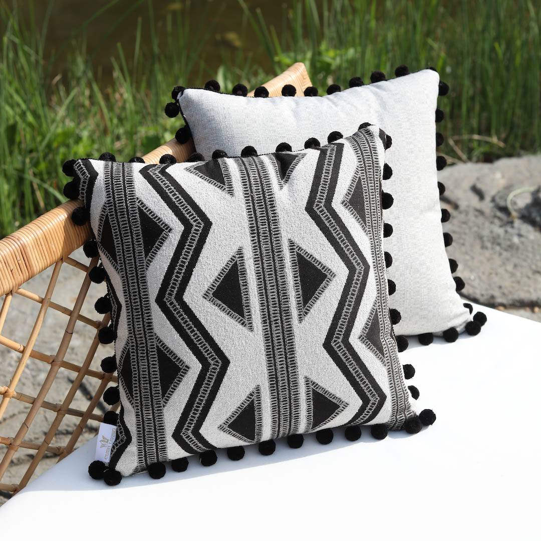 TULUM Indoor | Outdoor Reversible Pillow w/ Pom Poms