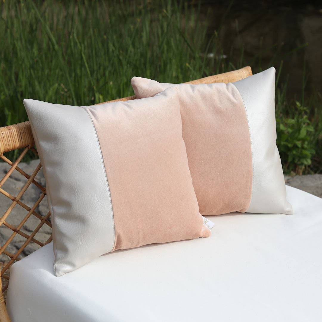 VENTANA Indoor | Outdoor Plush Pillow w/ Faux Leather Side Panel