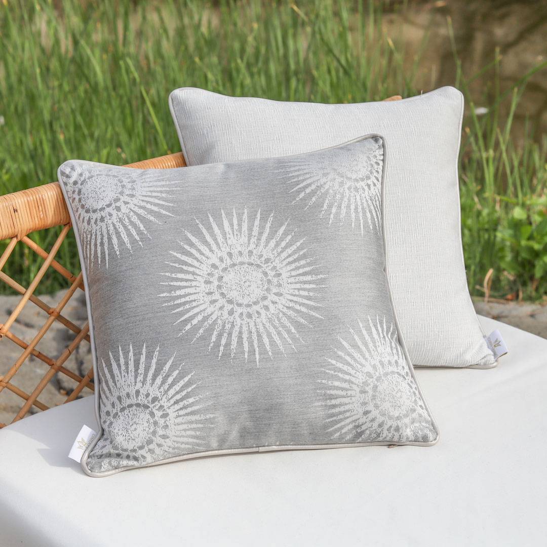 VENTANA Indoor | Outdoor Reversible Pillow w/ Faux Leather Piping
