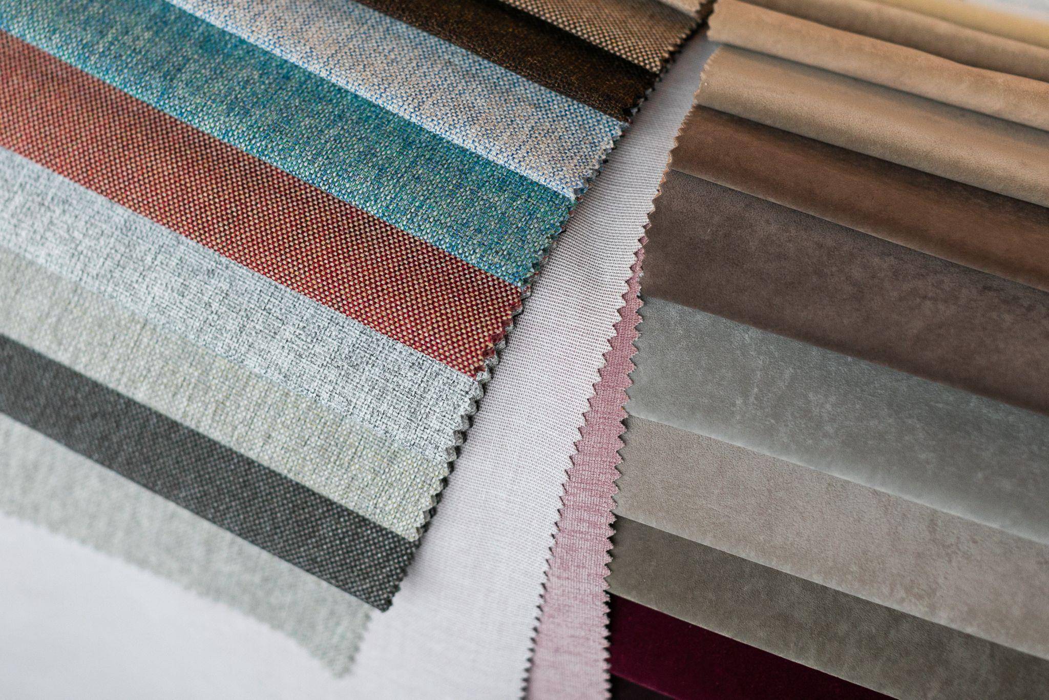 Multicolored fabric stripes in the interior catalog of upholstered furniture
